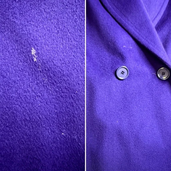 Vintage Carol Horn 100% Wool Long Coat Purple Shawl Collar Double Breasted USA 8 - Picture 9 of 13